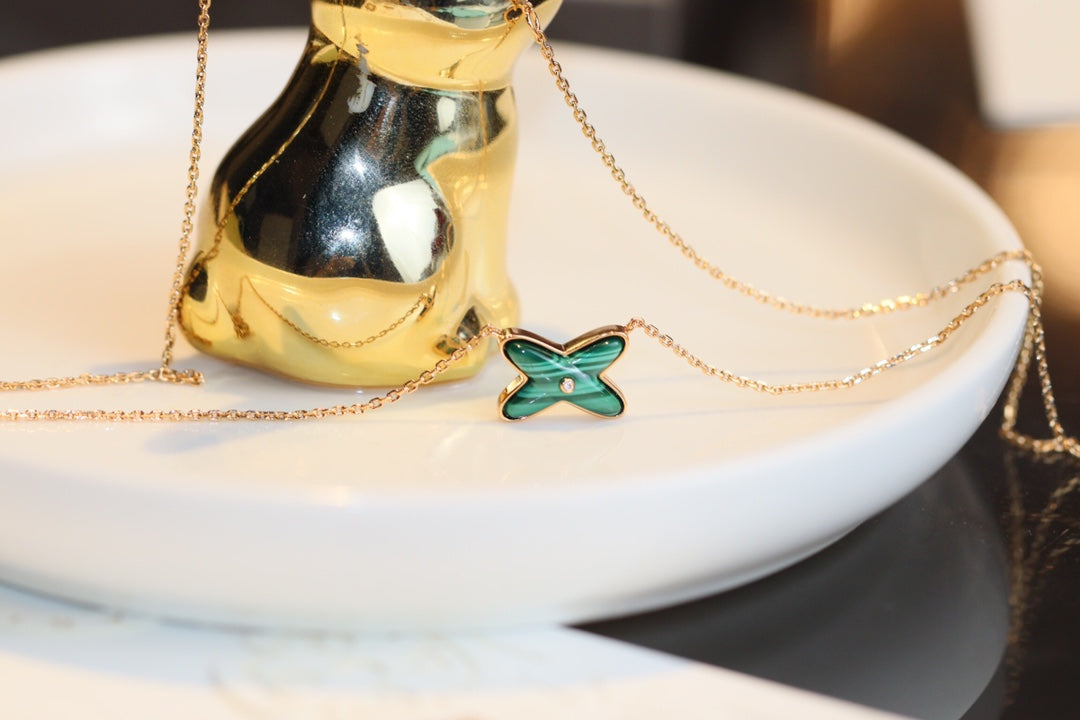[Everoly JW]JEUX MALACHIT 1 DIAMANT ROTGOLD HALSKETTE