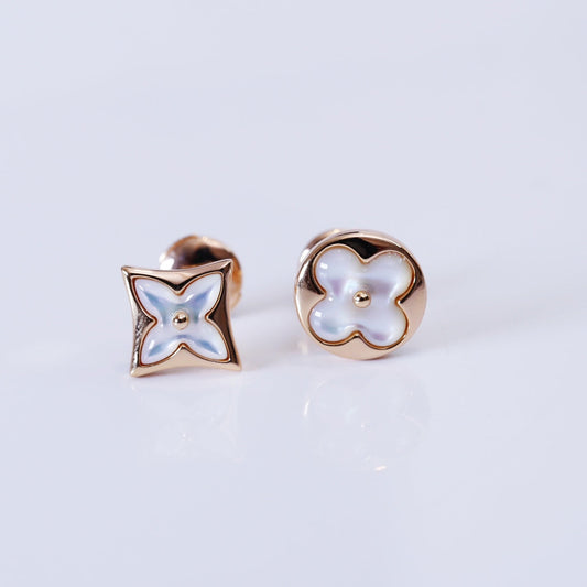 [Elitejewels]スターアンドサン ピンクゴールド モップスタッドピアス