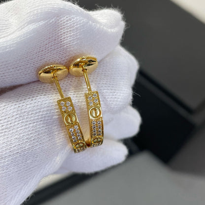 [Elitejewels]LOVE DIAMOND GOLD HOOP EARRINGS