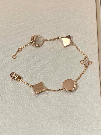 [Everoly JW] Armband mit Stern- und Sonnenmotiv, 5 Mops, Roségold