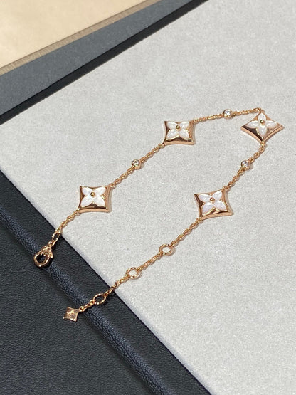 [Everoly JW]STAR 4 MOTIF MOP DIAMOND PINK GOLD BRACELET