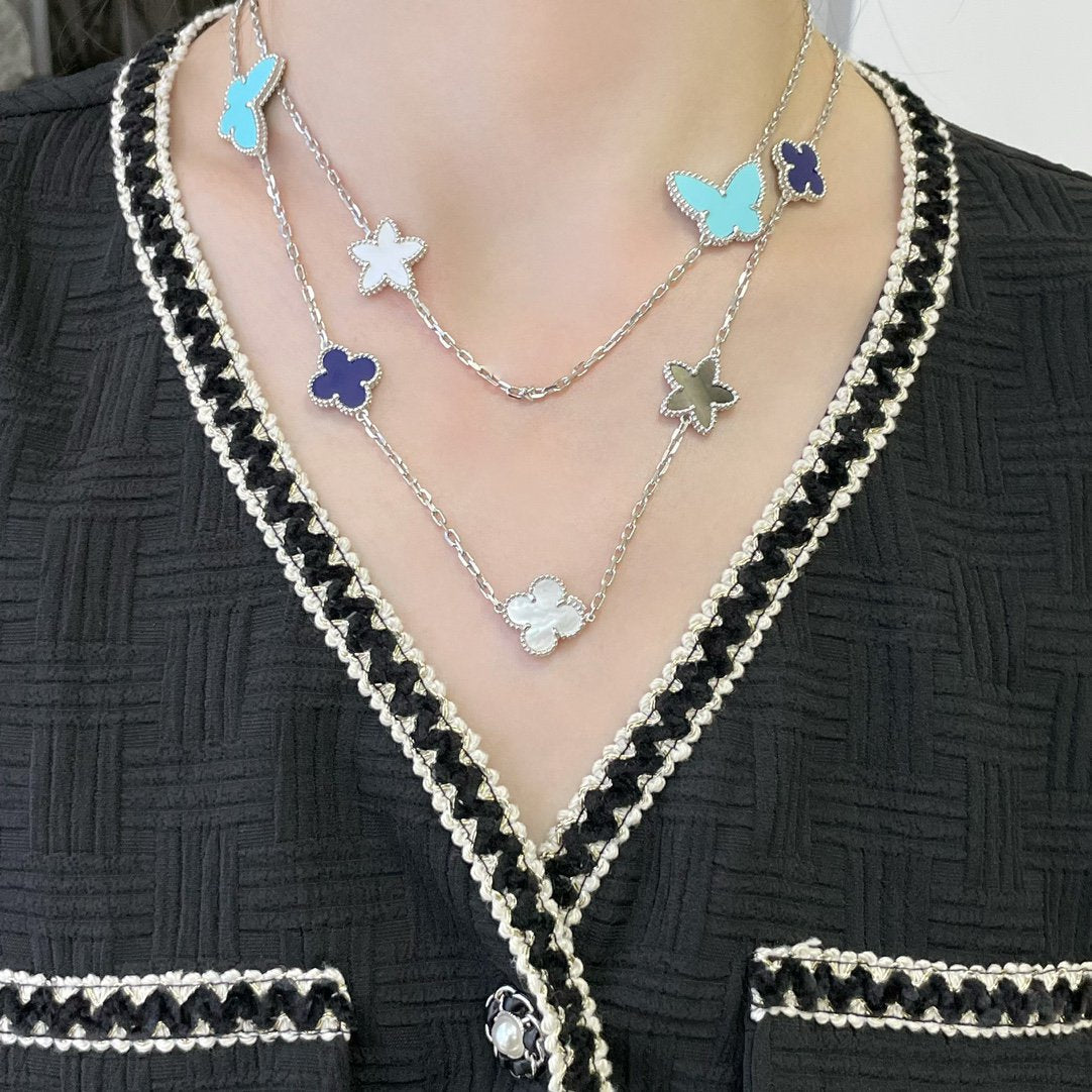 [Everoly JW]LUCKY CLOVER SILVER 11 MOTIF NECKLACE