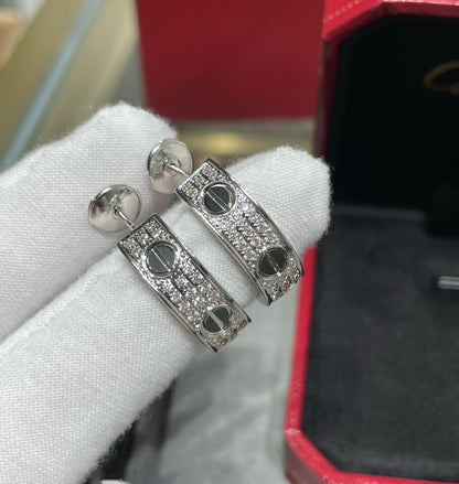 [Everoly JW]LOVE KERAMIK DIAMANT-BESCHMUCKTE SILBER-OHRRINGE