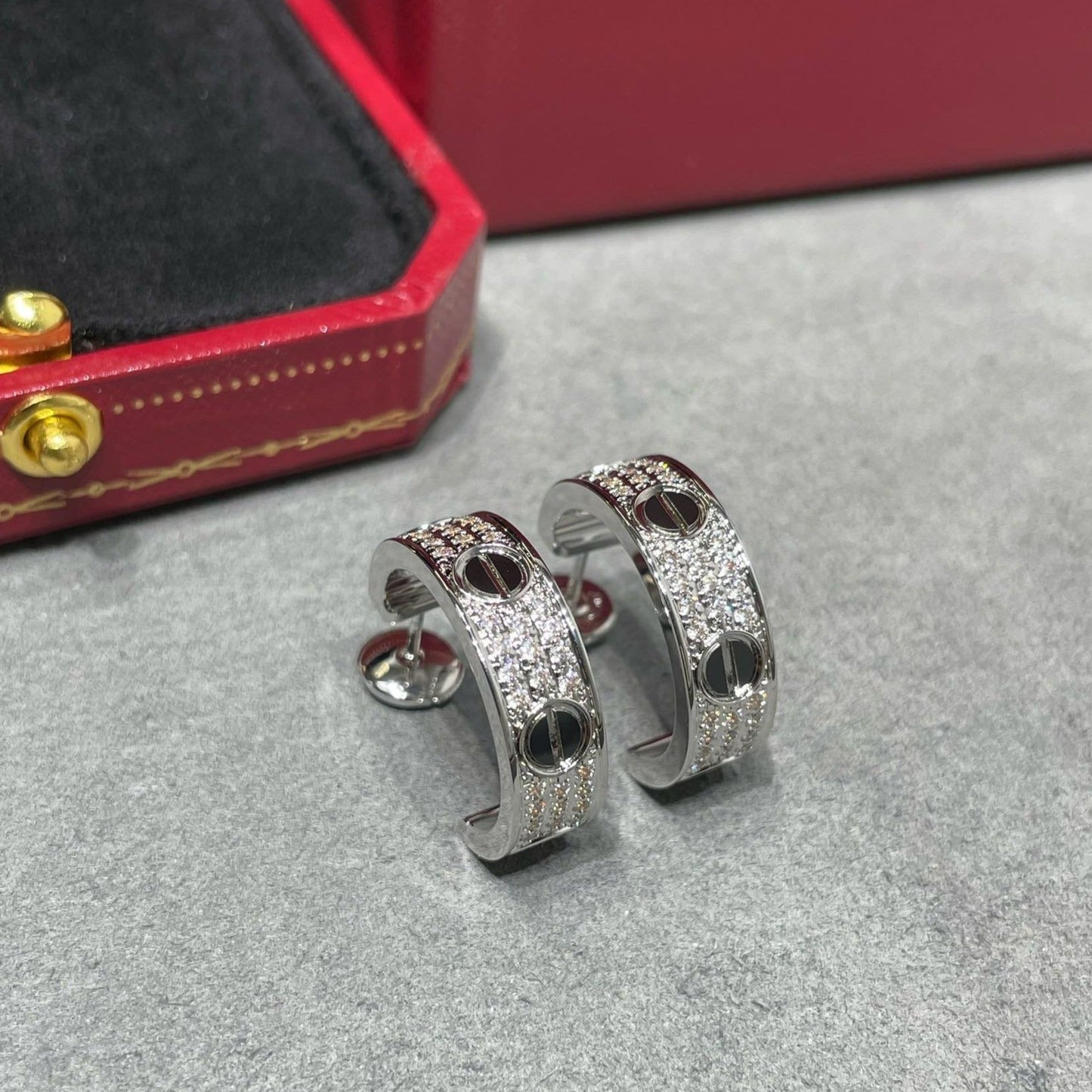 [Everoly JW]LOVE KERAMIK DIAMANT-BESCHMUCKTE SILBER-OHRRINGE
