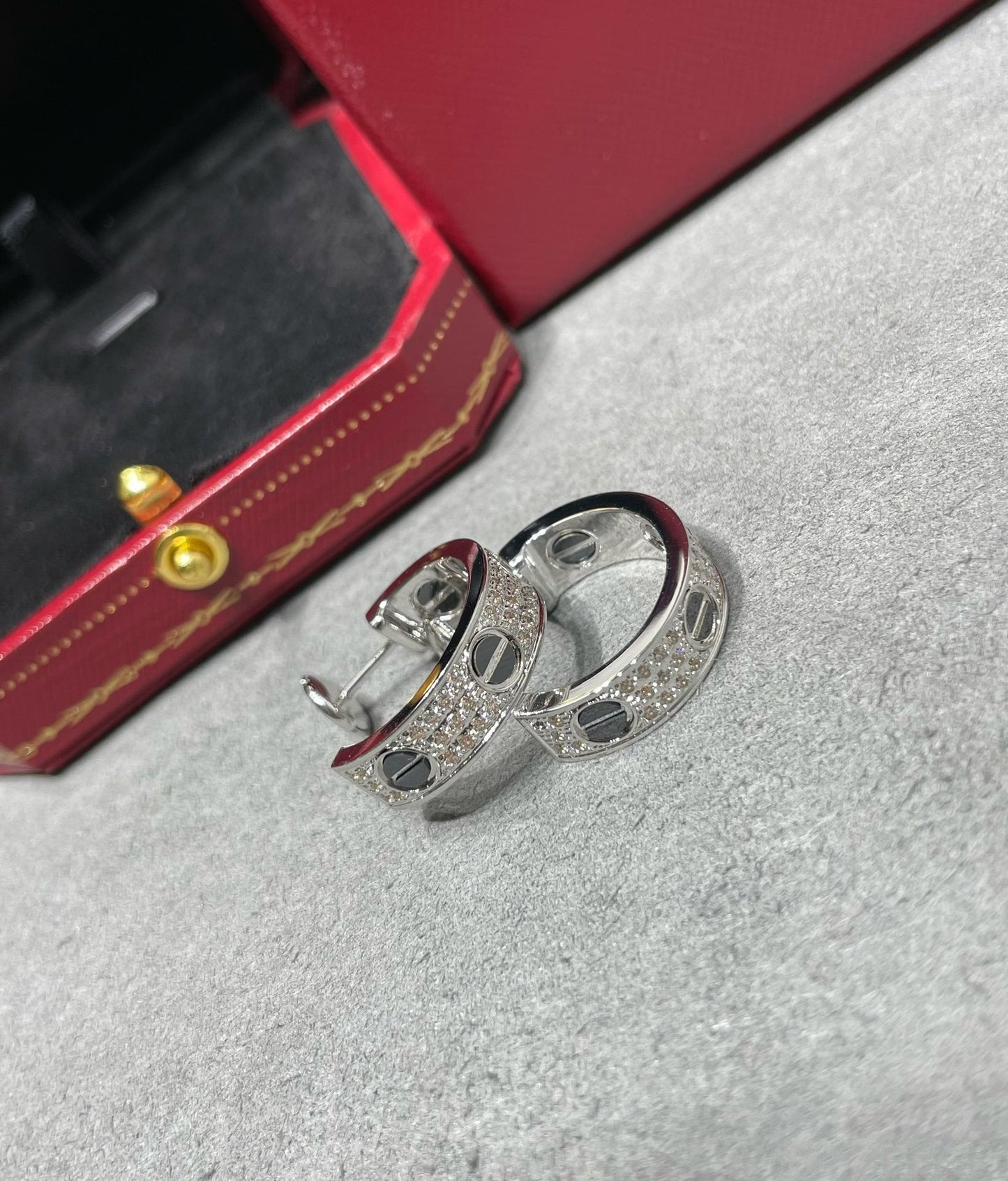 [Everoly JW]LOVE KERAMIK DIAMANT-BESCHMUCKTE SILBER-OHRRINGE