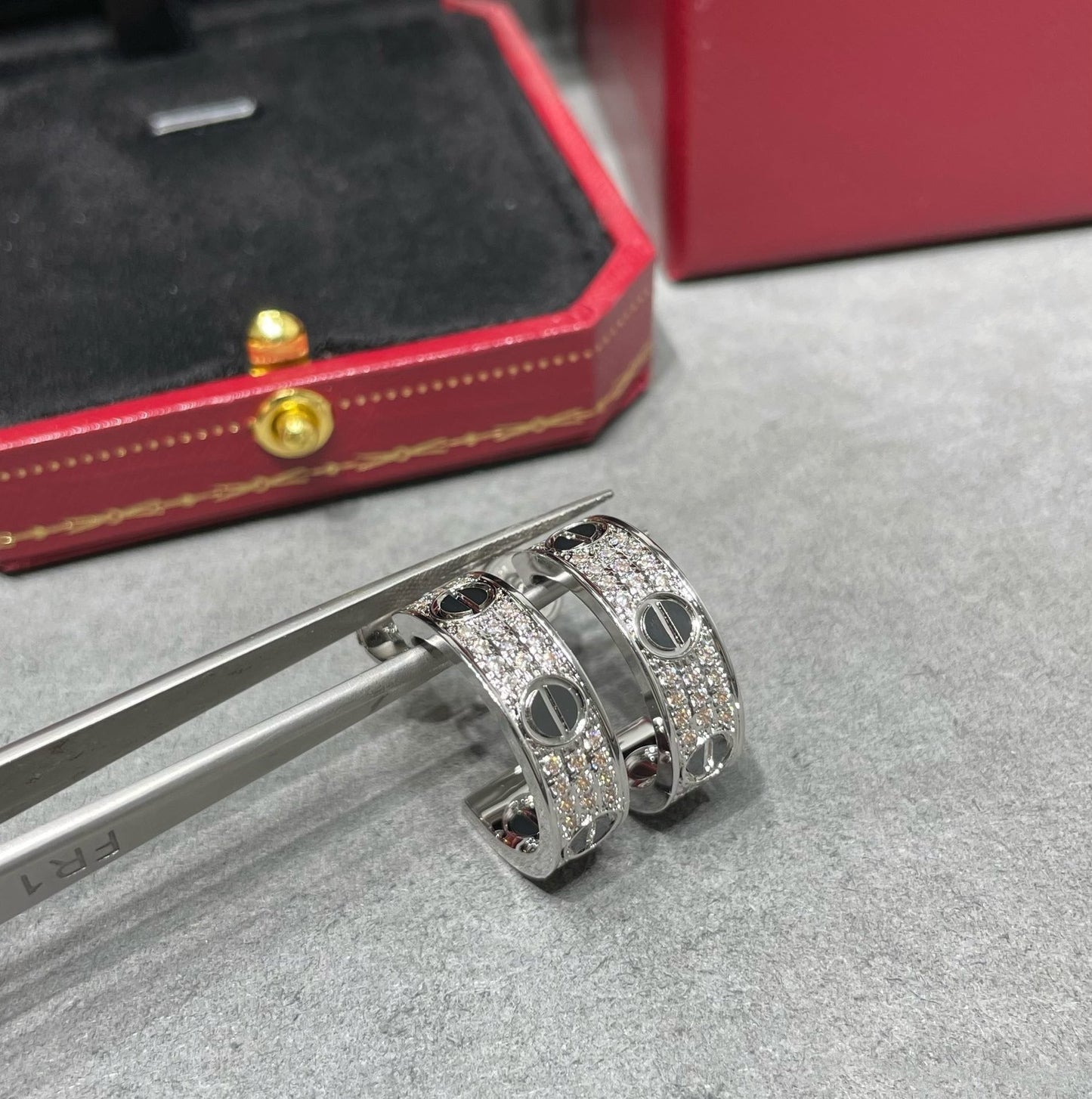 [Everoly JW]LOVE KERAMIK DIAMANT-BESCHMUCKTE SILBER-OHRRINGE