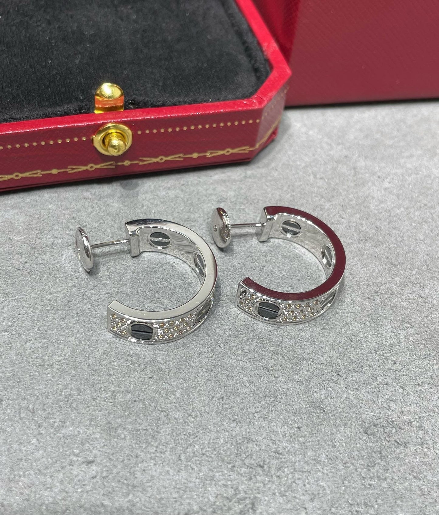 [Everoly JW]LOVE KERAMIK DIAMANT-BESCHMUCKTE SILBER-OHRRINGE