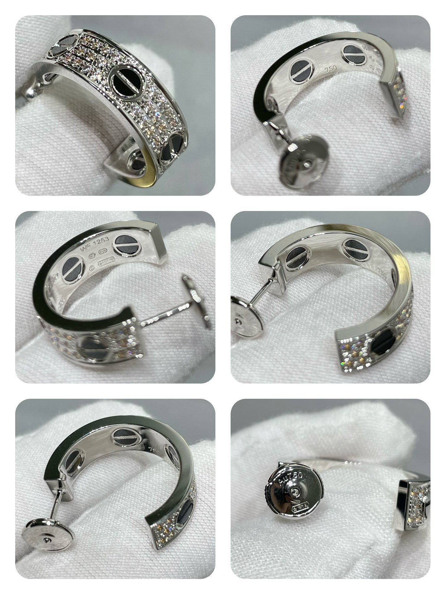 [Everoly JW]LOVE KERAMIK DIAMANT-BESCHMUCKTE SILBER-OHRRINGE