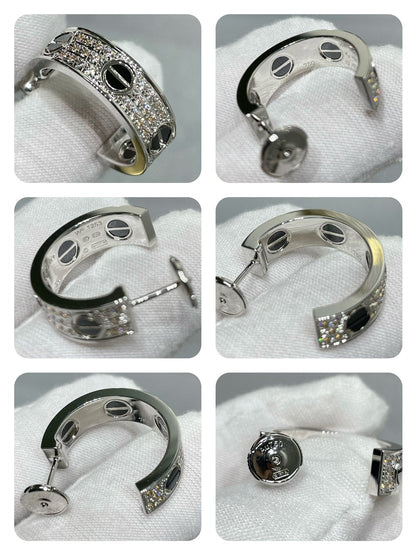 [Everoly JW]LOVE KERAMIK DIAMANT-BESCHMUCKTE SILBER-OHRRINGE