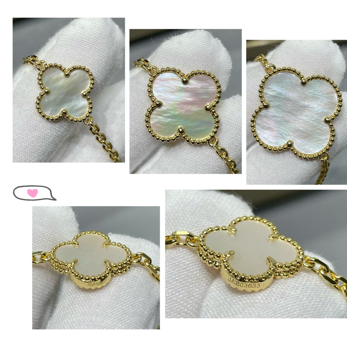 [Everoly JW]CLOVER 16 MOTIV WEISS MOP GOLD HALSKETTE