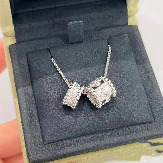 [Everoly JW]PERLEE DOPPELANHÄNGER SILBER DIAMANT HALSKETTE