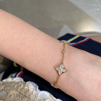 [Everoly JW]Armband mit Stern- und Sonnenmotiv, 4 Motive, Weiß, Perlmutt, Roségold 