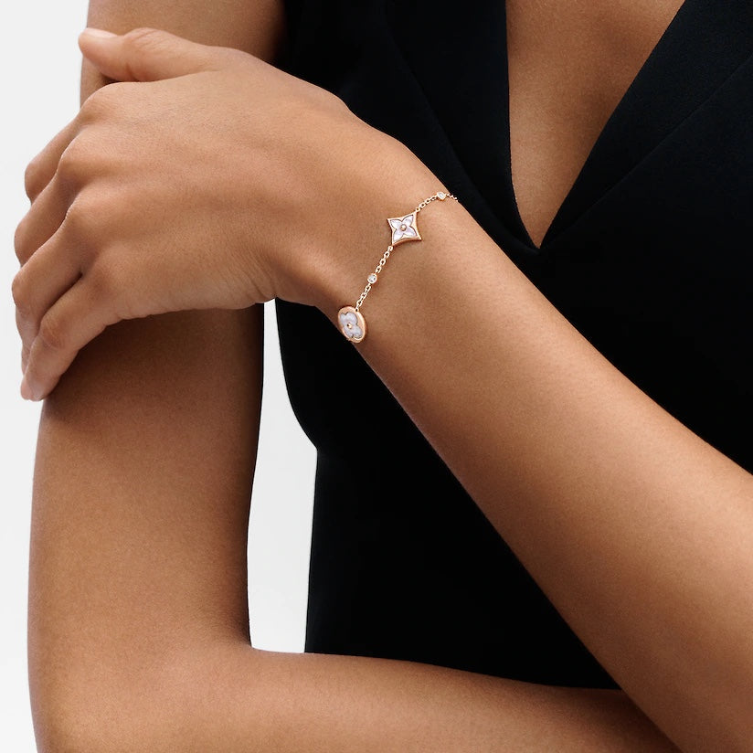 [Everoly JW]Armband mit Stern- und Sonnenmotiv, 4 Motive, Weiß, Perlmutt, Roségold 