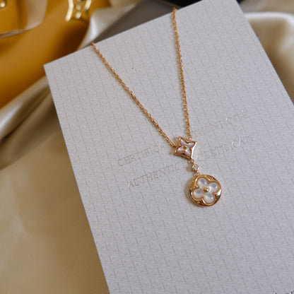 [Everoly JW]Stern und Sonne Weiß Mop 2 Motiv Roségold Halskette 