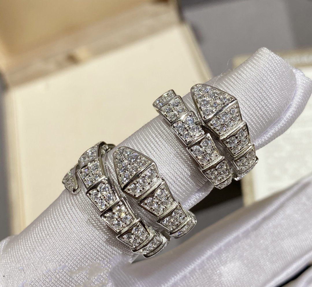 [Elitejewels]SERPENTI RING SILVER DIAMOND PAVED