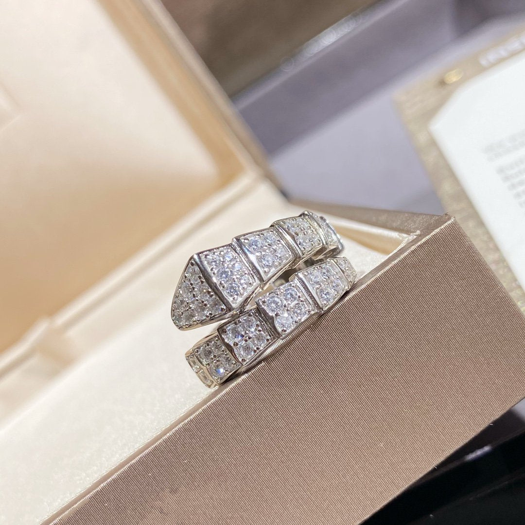 [Elitejewels]SERPENTI RING SILVER DIAMOND PAVED