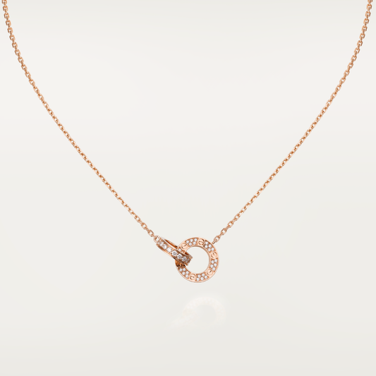 [Everoly JW] LOVE 7,6 MM HALSKETTE ROSÉGOLD UND SILBER VOLLER DIAMANT