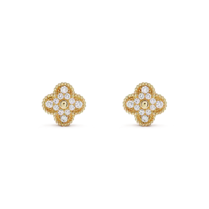 [Elitejewels]CLOVER MEDIUM 1 MOTIFS FUll DIAMOND EARRINGS