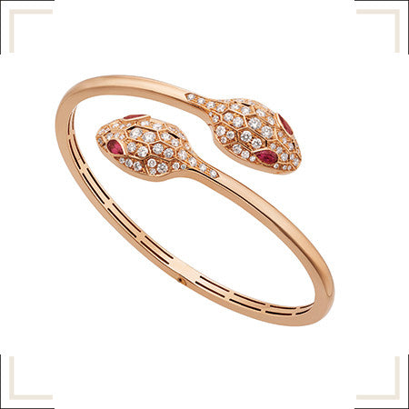 [Elitejewels]SERPENTI BRACELET PINK GOLD DIAMOND DOUBLE SNAKE