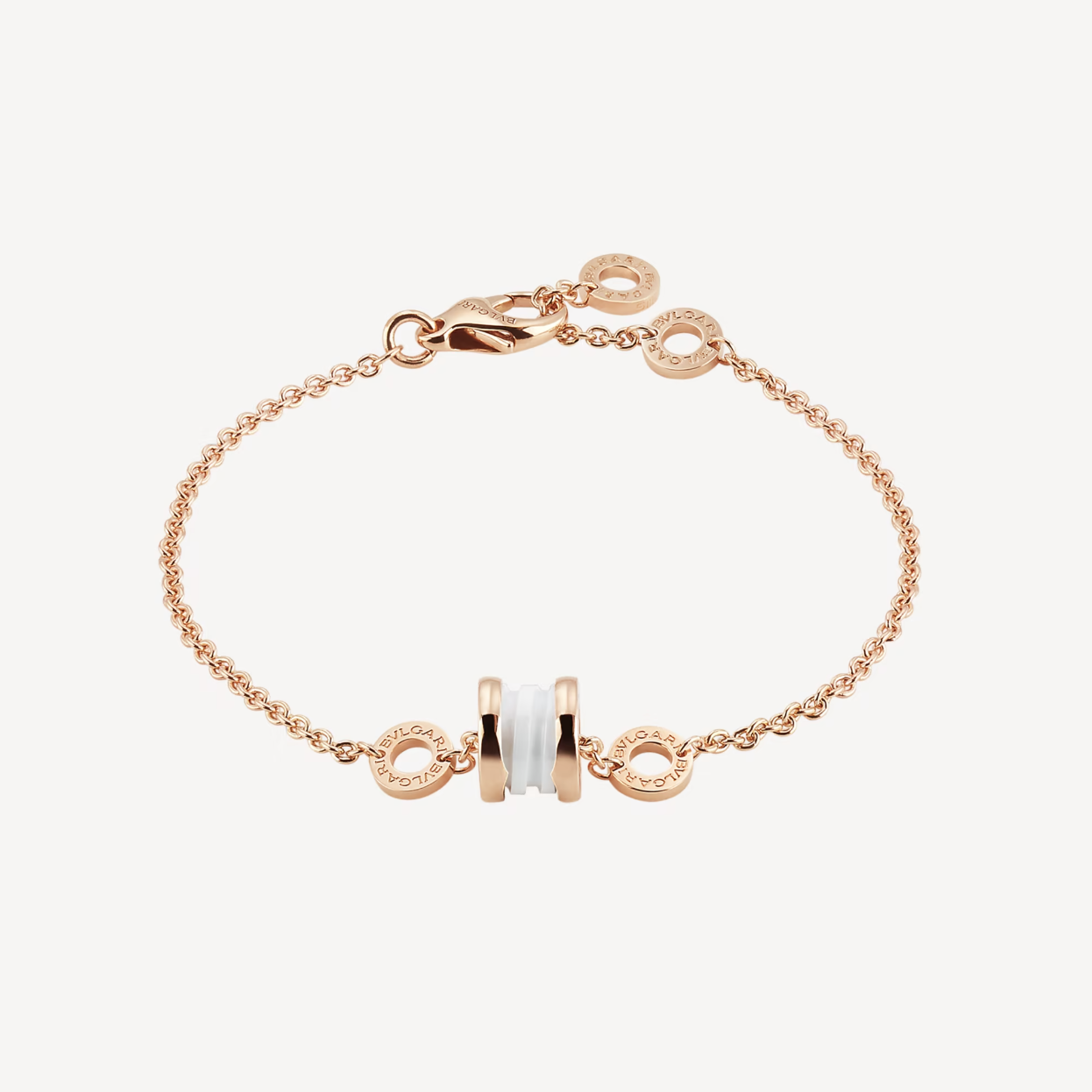 [Elitejewels]ZERO 1 SOFT PINK GOLD AND WHITE CERAMIC BRACELET