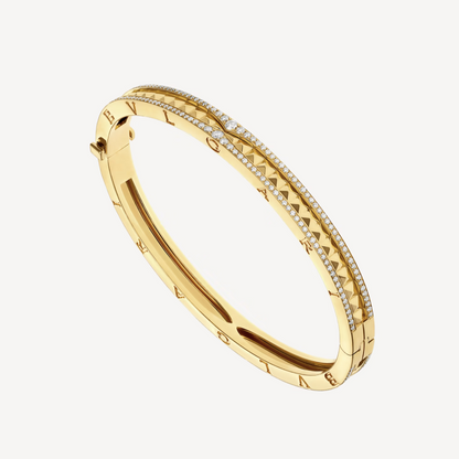 [Elitejewels]ZERO 1 SPIRAL AND PAVED DIAMOND GOLD BRACELET