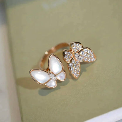 [Elitejewels]TWIN BUTTERFLY DIAMOND MOP RING