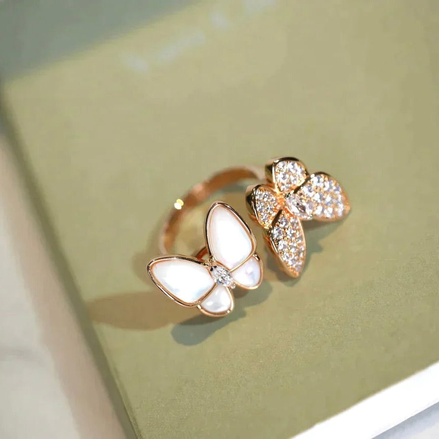 [Elitejewels]TWIN BUTTERFLY DIAMOND MOP RING