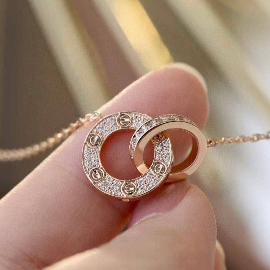 [Elitejewels] LOVE 7,6 MM HALSKETTE ROSÉGOLD UND SILBER VOLLER DIAMANT