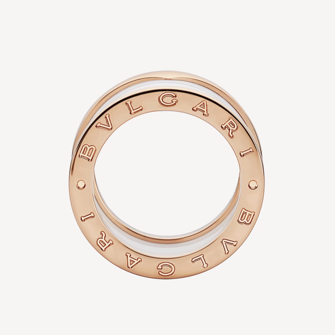 [Elitejewels]ZERO 1 FOUR-BAND LOOPS AND WHITE CERAMIC SPIRAL PINK GOLD RING