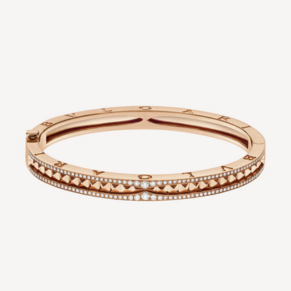 [Elitejewels]ZERO 1 SPIRAL AND PAVED DIAMOND PINK GOLD BRACELET