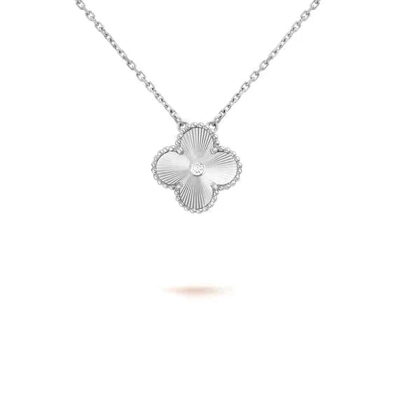 [Elitejewels]CLOVER 15MM DIAMANT LASER HALSKETTE SILBER