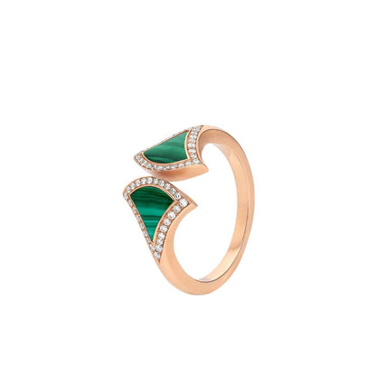 [Elitejewels]DREAM MALACHITE DIAMOND OPEN RING