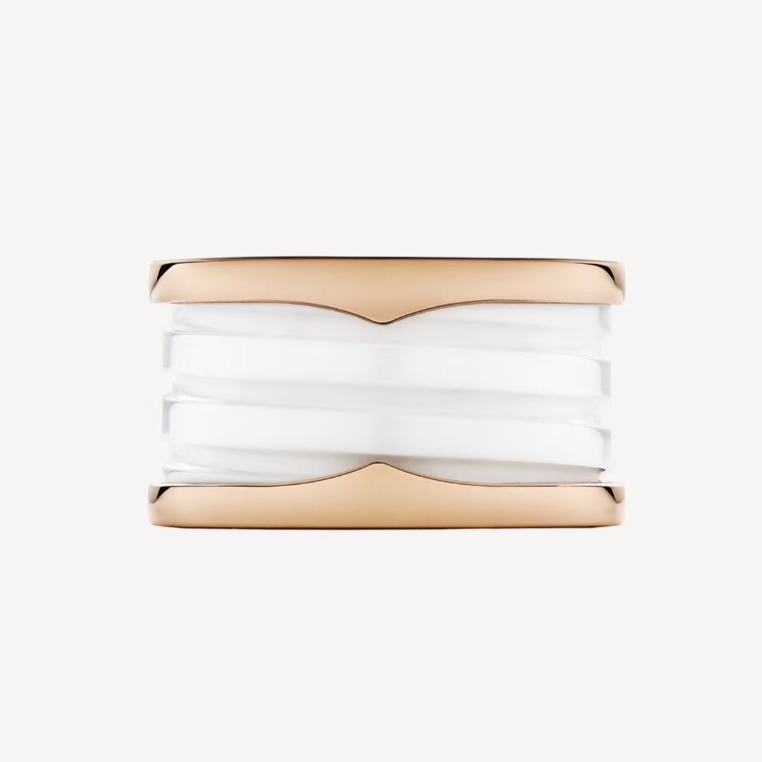 [Elitejewels]ZERO 1 FOUR-BAND LOOPS AND WHITE CERAMIC SPIRAL PINK GOLD RING