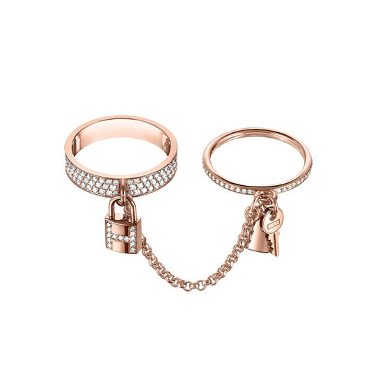 [Elitejewels]HM KELLY CLOCHETTE DOUBLE RING IN ROSE GOLD WITH DIAMONDS