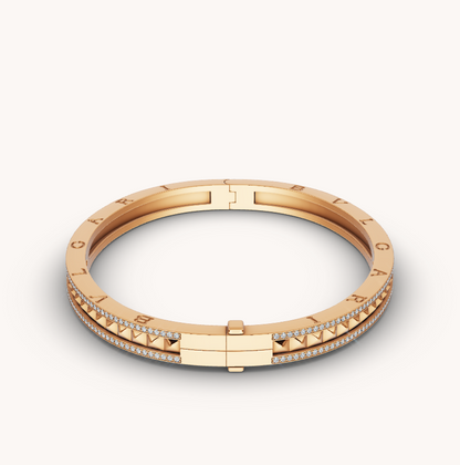 [Elitejewels]ZERO 1 SPIRAL AND PAVED DIAMOND GOLD BRACELET