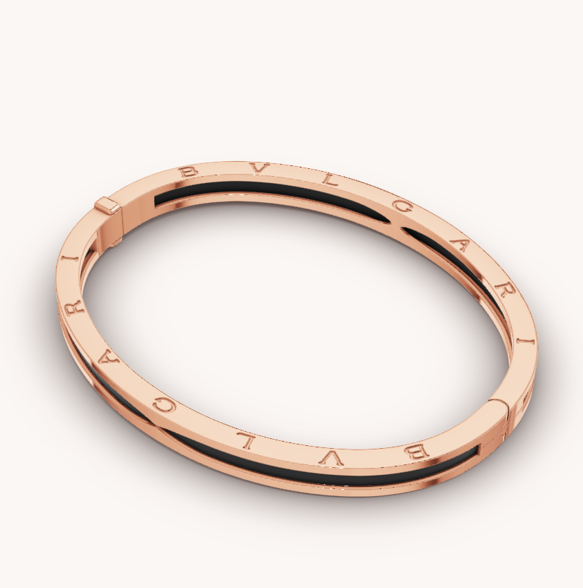 [Elitejewels]ZERO 1 PINK GOLD WITH BLACK CERAMIC BRACELET