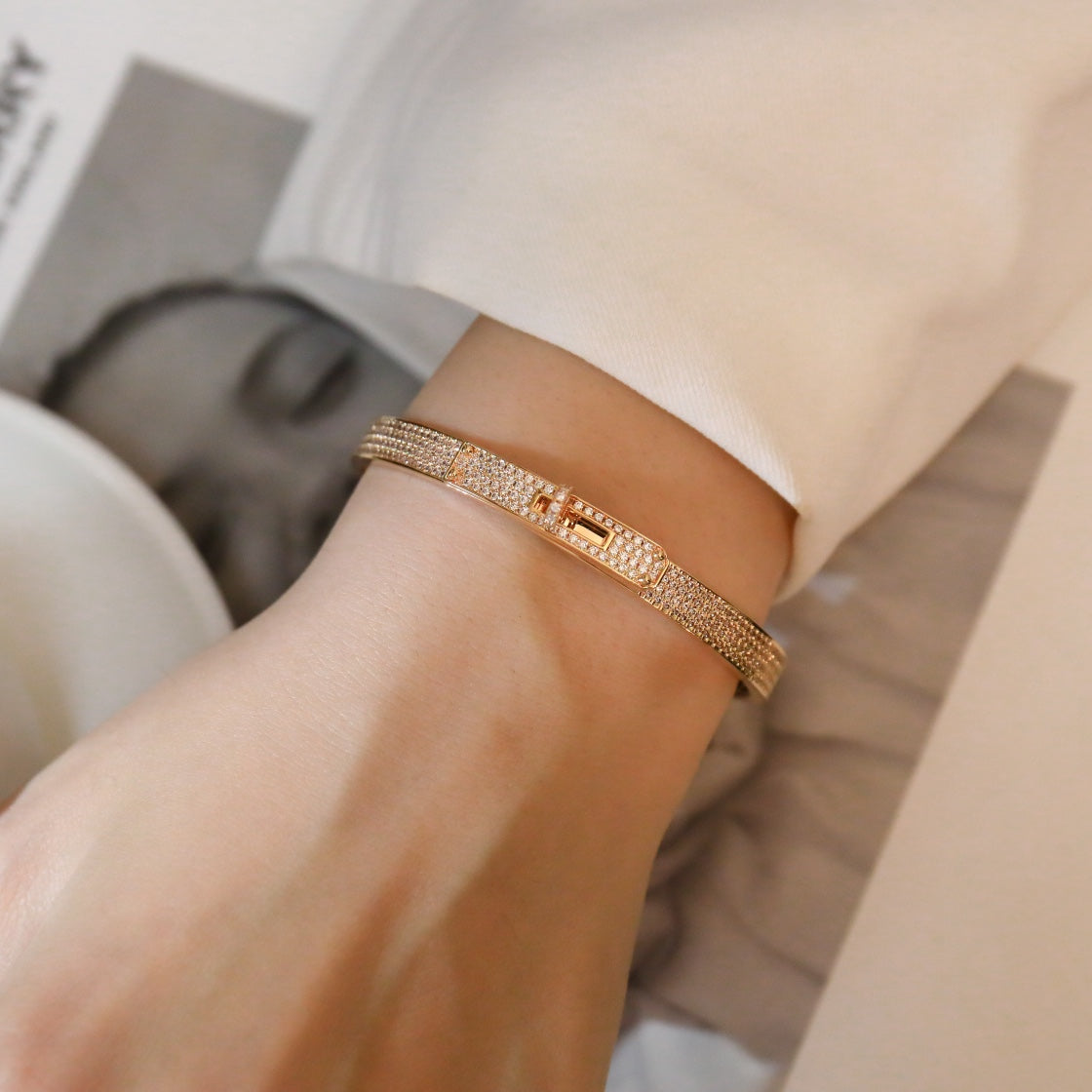 [Everoly JW]KELLY BRACELET DIAMOND PAVED