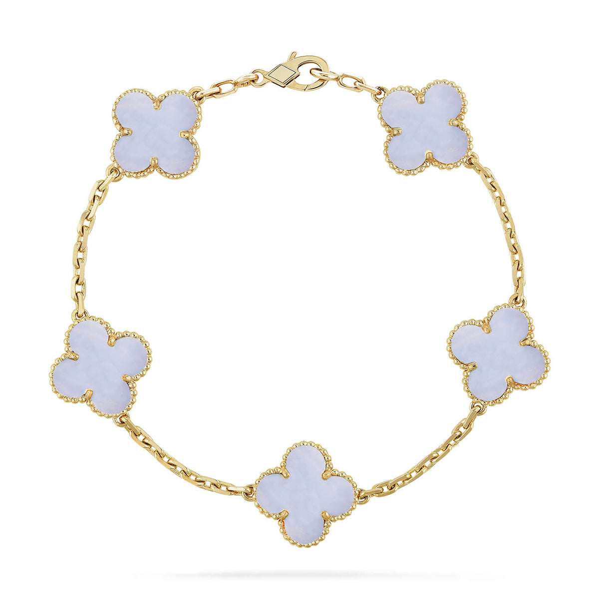 [Everoly JW]  CLOVER 5 MOTIF PURPLE CHALCEDONY BRACELET COLLECTION