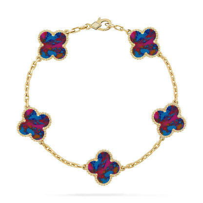 [Everoly JW] CLOVER 5 MOTIF COLOR GEMSTONES BRACELET COLLECTION