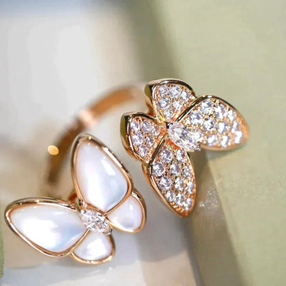 [Elitejewels]TWIN BUTTERFLY DIAMOND MOP RING