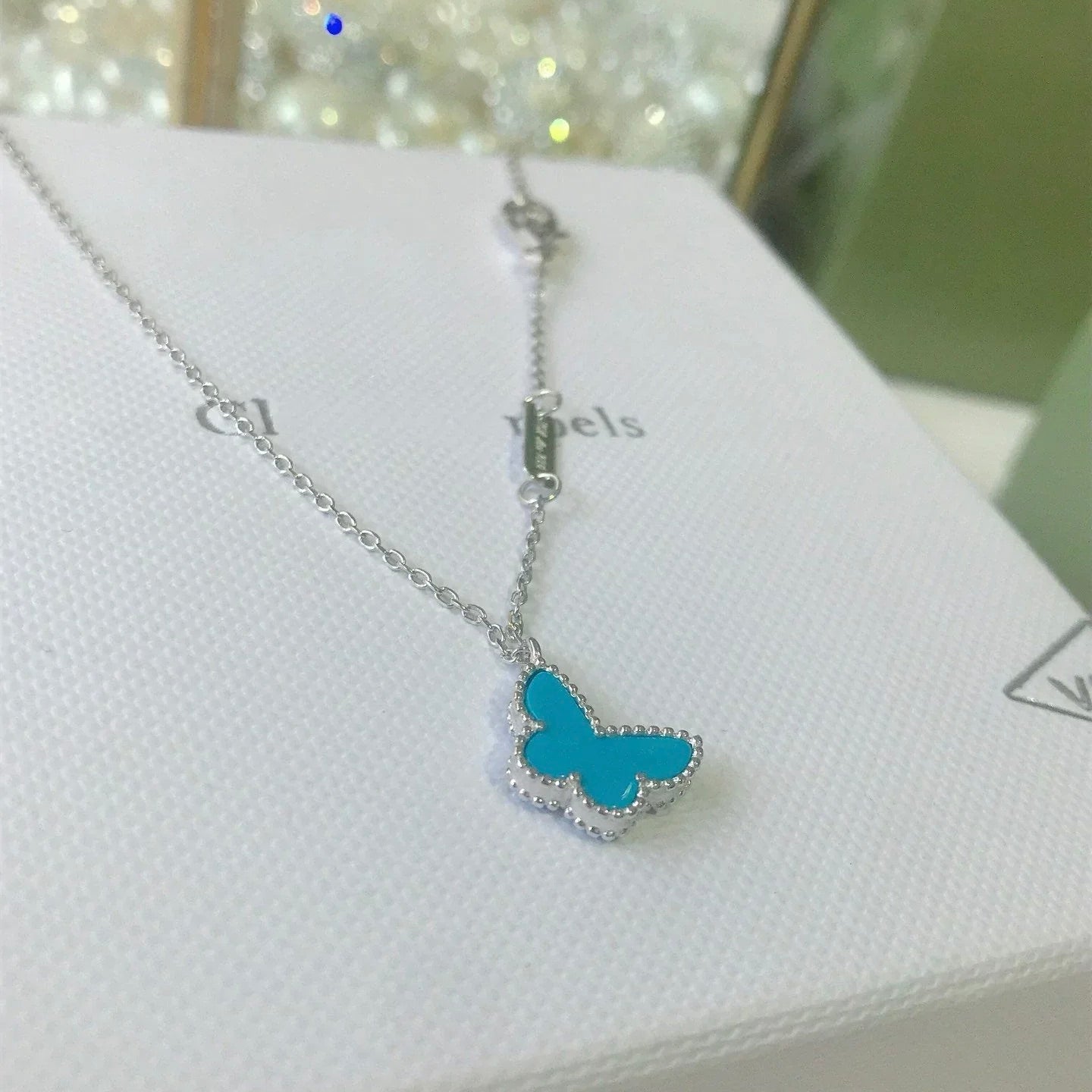 [Everoly JW]バタフライ ターコイズ バタフライ ブレスレット シルバー
