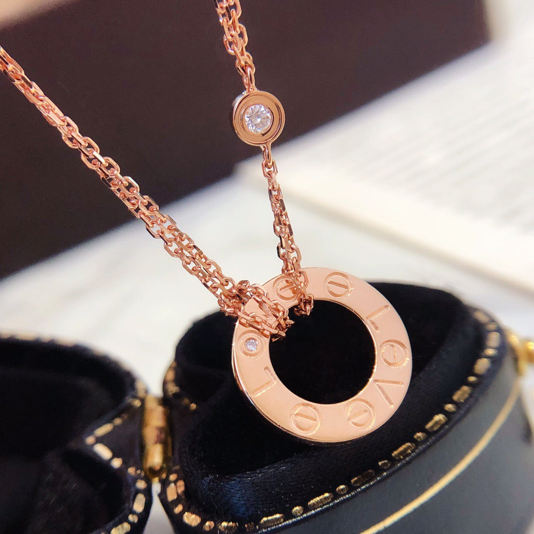 [Everoly JW]LOVE NECKLACE 16MM 2 DIAMONDS