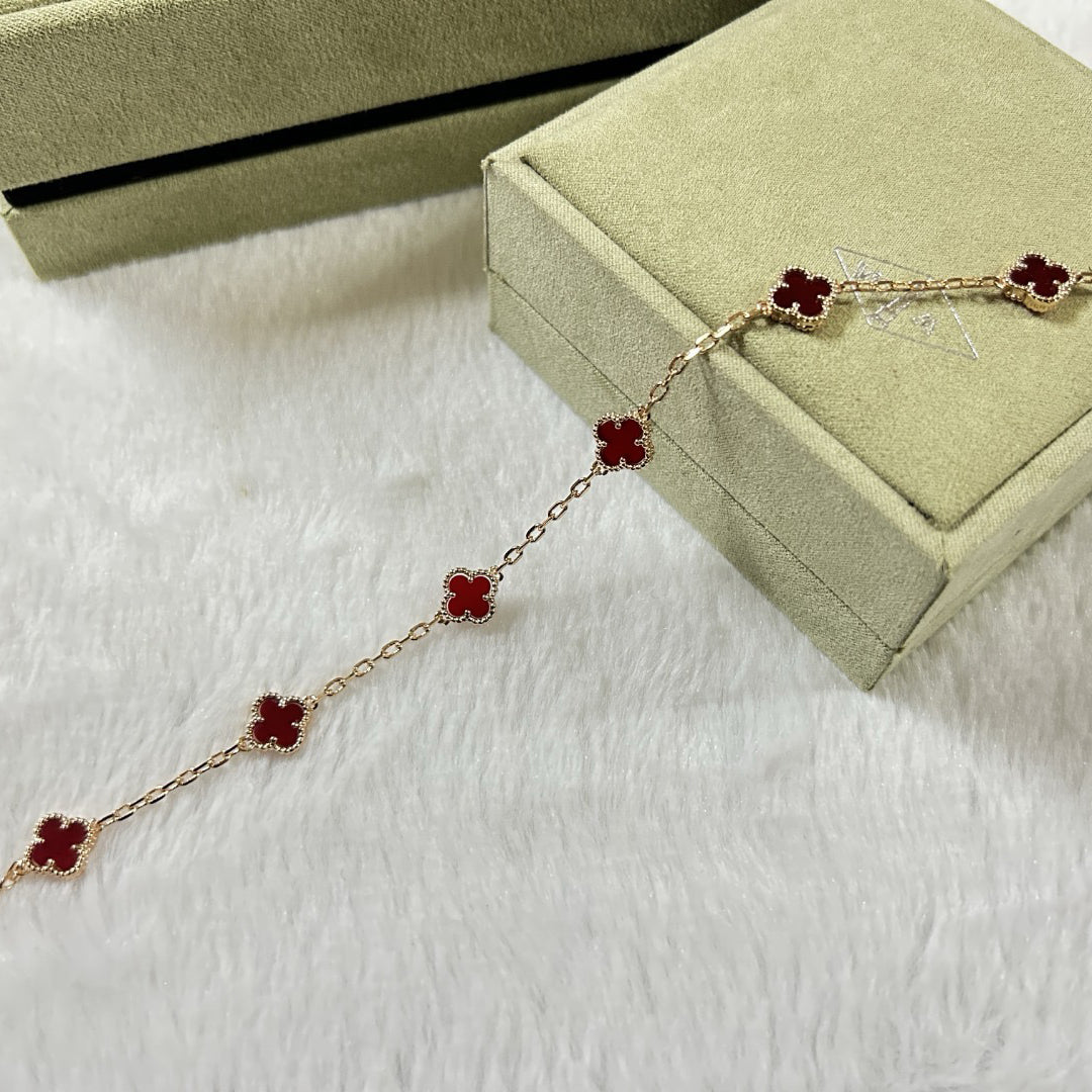 [Everoly JW]CLOVER 6 MOTIF RED AGATE BRACELET
