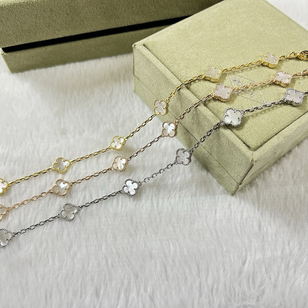 [Everoly JW]CLOVER 6 MOTIF WHITE MOP BRACELET