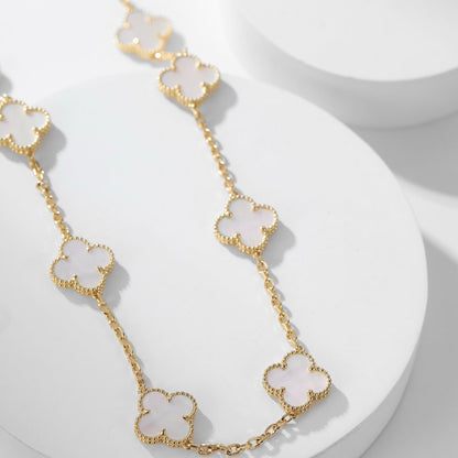 [Elitejewels]CLOVER 10 MOTIFS WHITE MOTHER OF PEARL NECKLACE