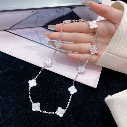 [Elitejewels]CLOVER 10 MOTIFS WHITE MOTHER OF PEARL NECKLACE