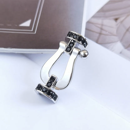 [Everoly JW]フォース ラージホースシュー ブラックダイヤモンドブレスレット シルバー