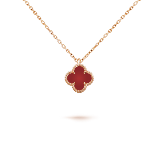 [Elitejewels]CLOVER MINI 9.5MM WHITE CARNELIANS NECKLACE