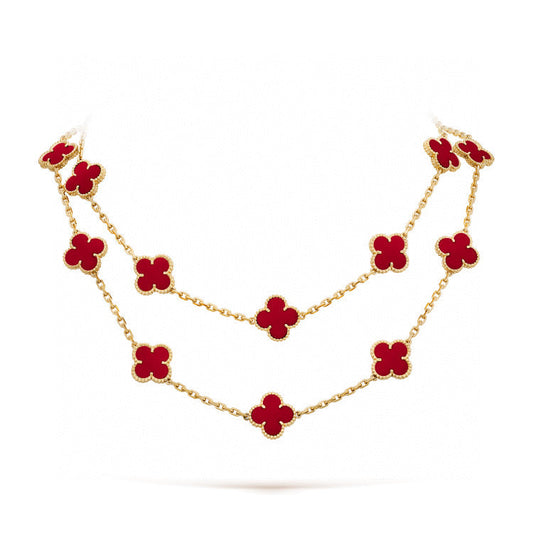 [Elitejewels]CLOVER 20 MOTIFS CARNELIAN NECKLACE