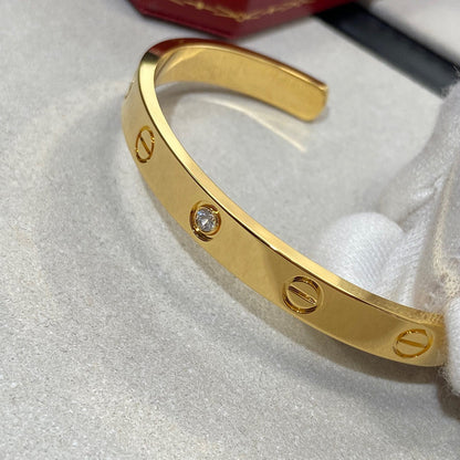 [Everoly JW]LOVE BRACELET 6.1MM 1 DIAMOND OPEN CUFF